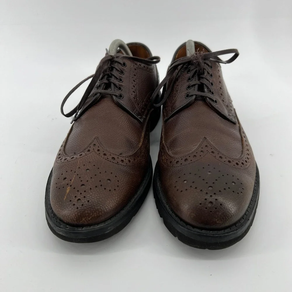 Allen Edmonds Tate Mens‎ 9.5 B Brown Wingtip Brogue Leather Oxford Dress Shoes